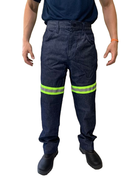 Calça Jeans com Faixa Refletiva